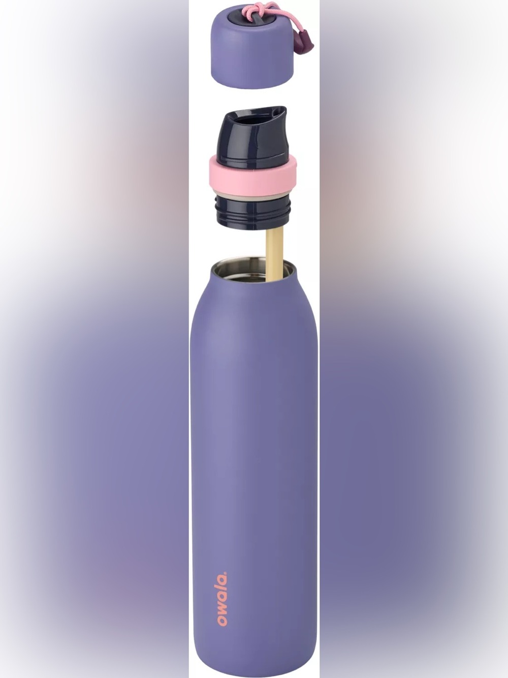 Owalo Purple Stainless Steel Water Bottle with Pink Accent - Picture 4 of 6